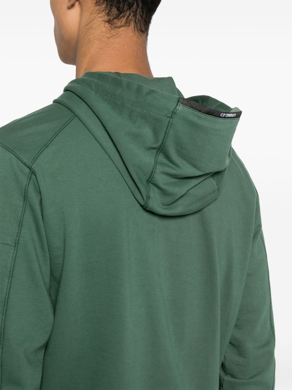 Shop C.p. Company Lens-detail Zipped Hoodie In Green