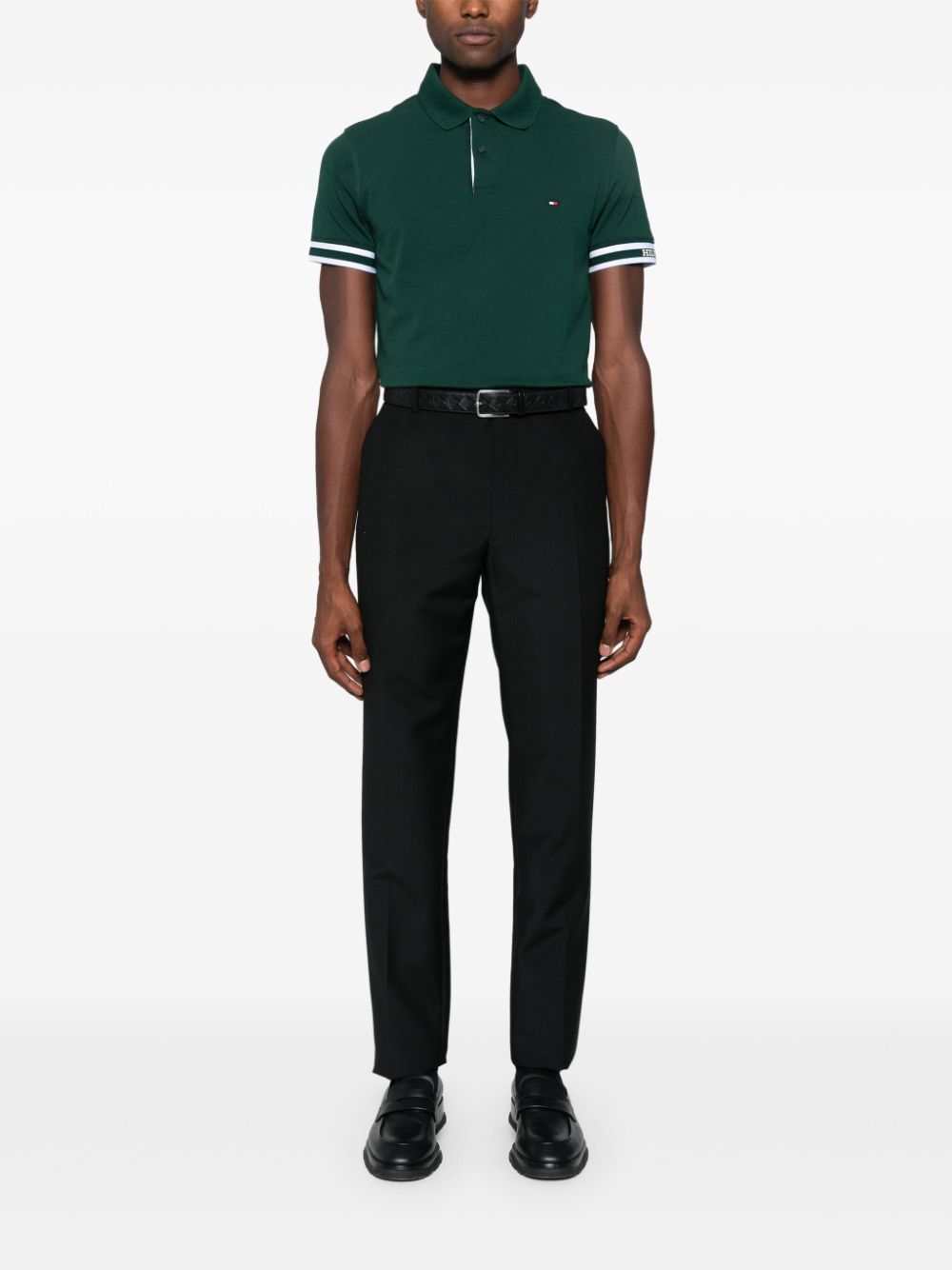 Shop Tommy Hilfiger Hilfiger Monotype-logo Polo Shirt In Green