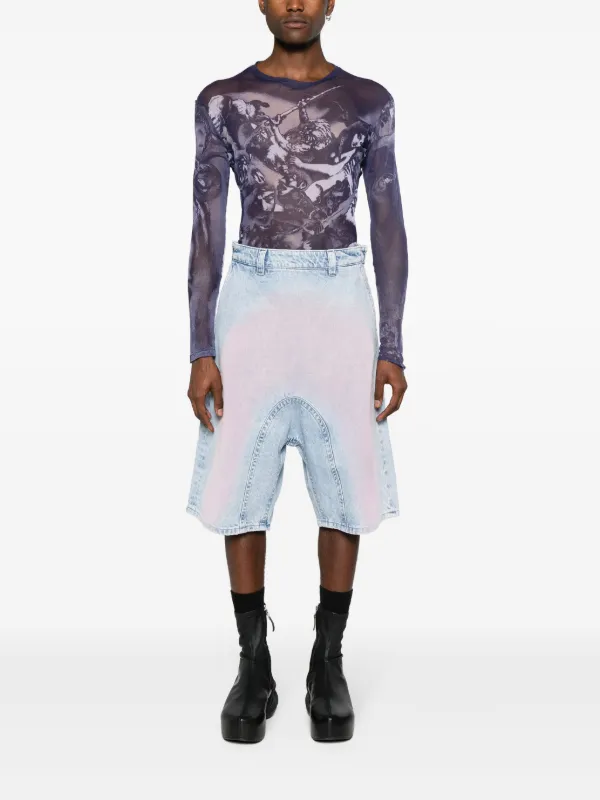 Y/Project Souffle Denim Shorts | Blue | FARFETCH