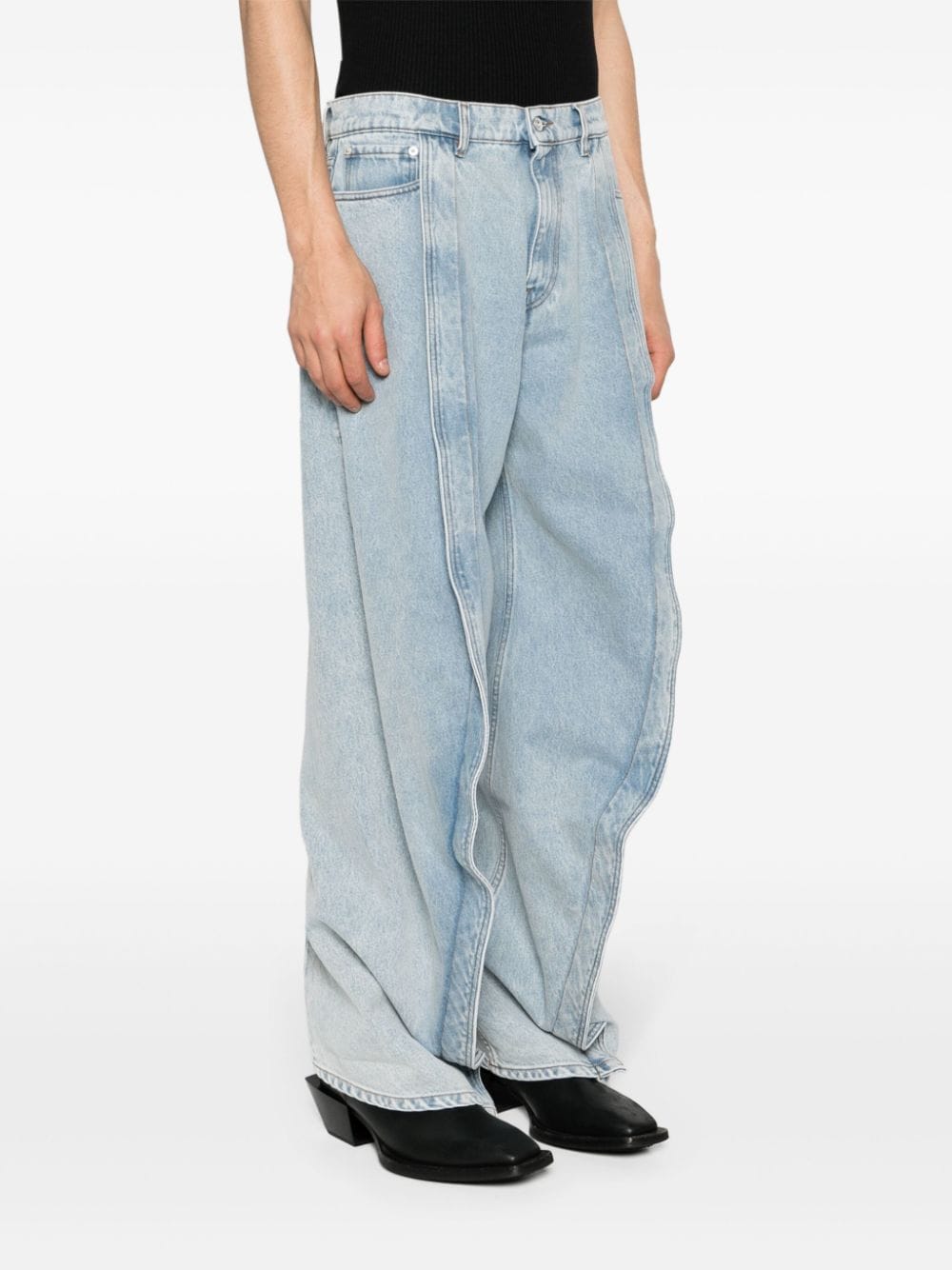 Shop Y/project Evergreen Banana Cotton Jeans In Blue
