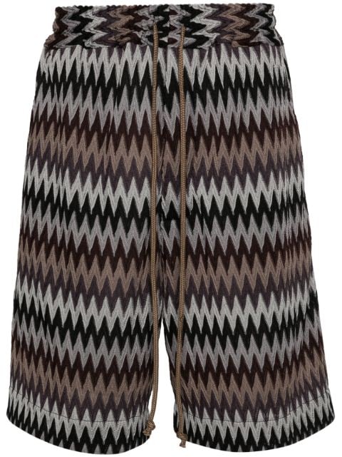 Song For The Mute chevron-knit elasticated-waist shorts