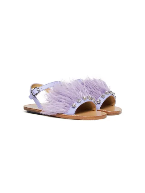 Marni Kids feather-detail leather sandals 