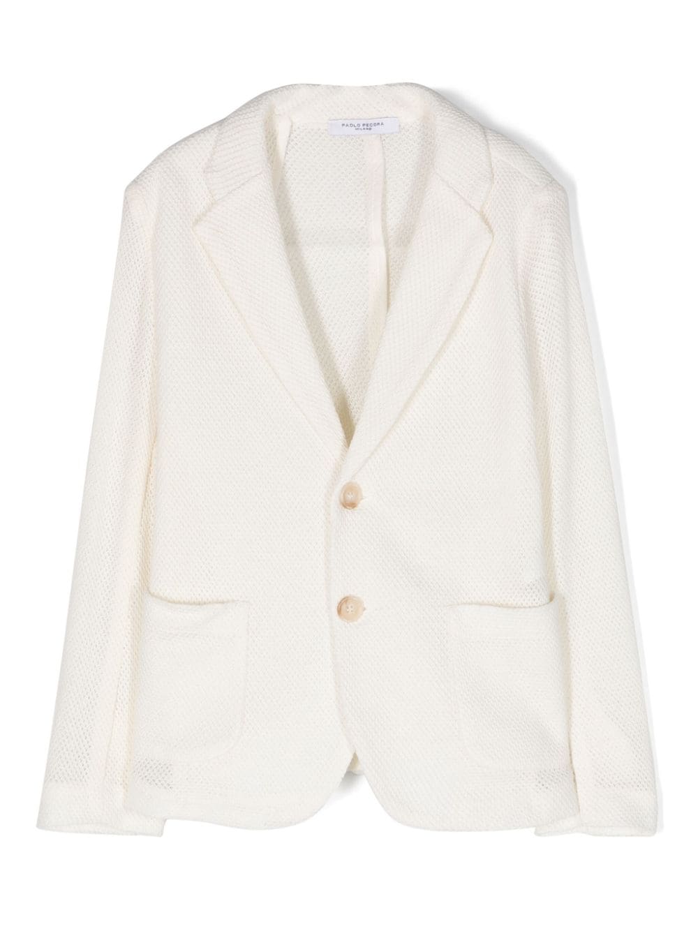Paolo Pecora Kids' Single-breasted Knitted Blazer In White