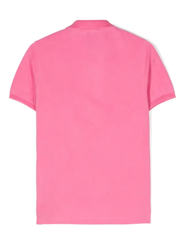 Stone Island Junior Compass-motif Cotton Polo Shirt Pink Farfetch