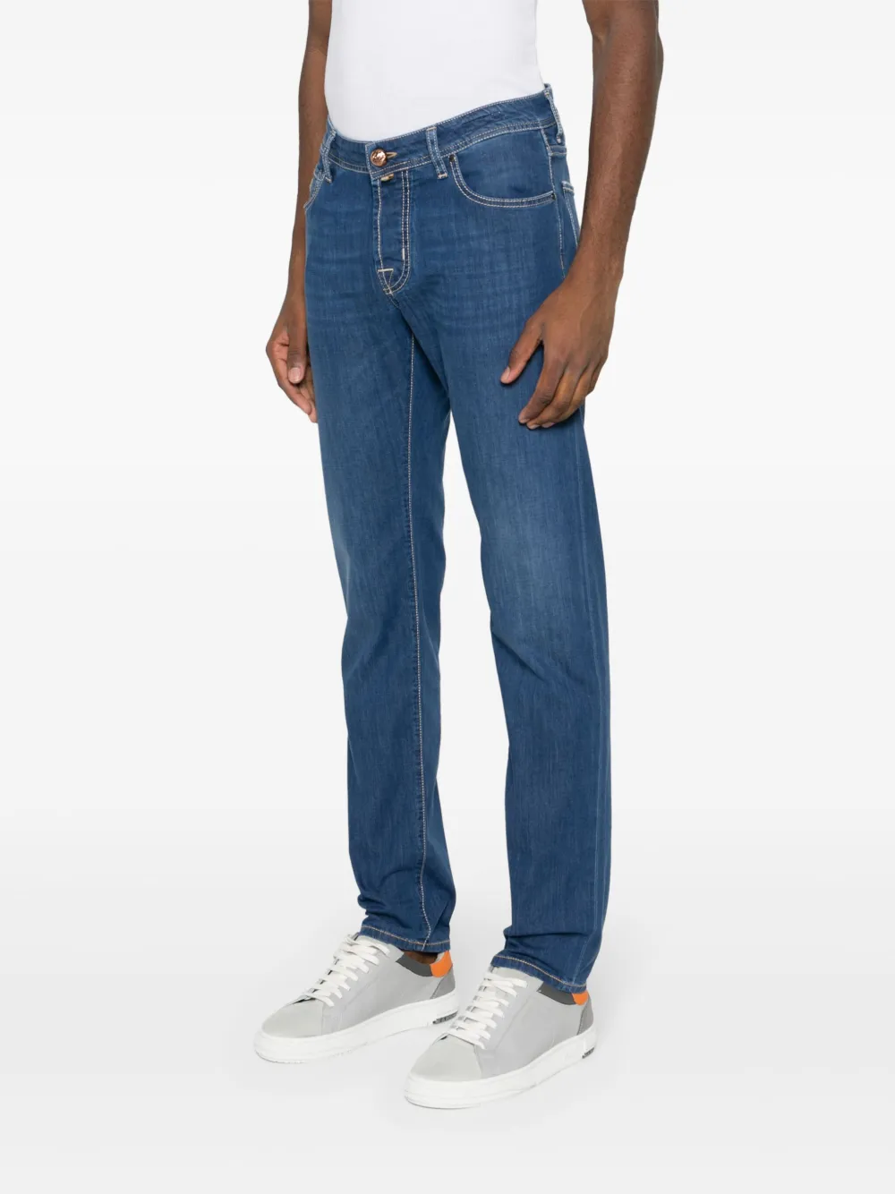 Shop Jacob Cohen Mid-rise Slim-fit Jeans In Blue