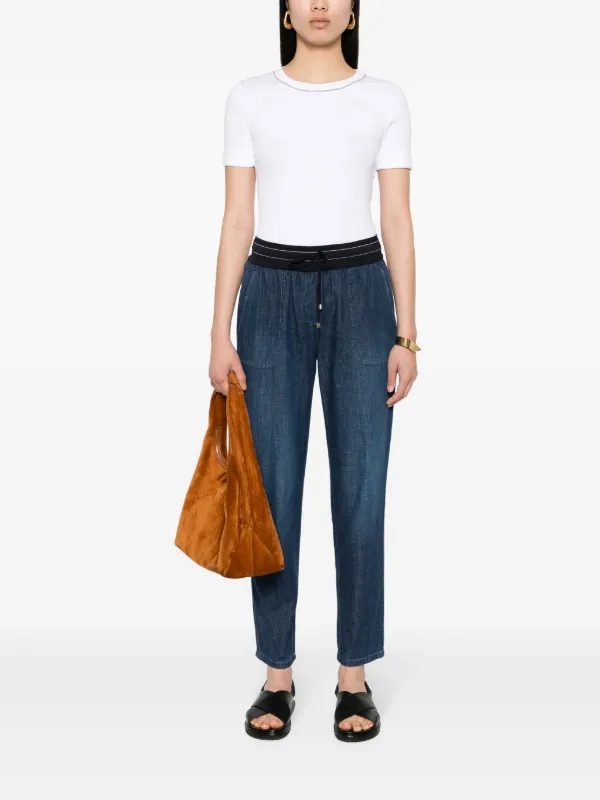Lorena Antoniazzi Drawstring Tapered Jeans | Blue | FARFETCH HK