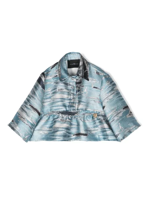 John Richmond Junior distressed-print peplum blouse