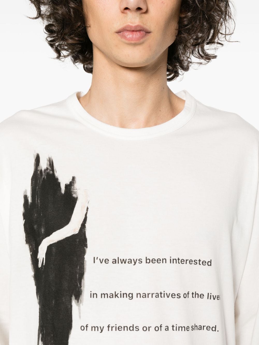 Shop Yohji Yamamoto 30/1 Graphic-print T-shirt In White