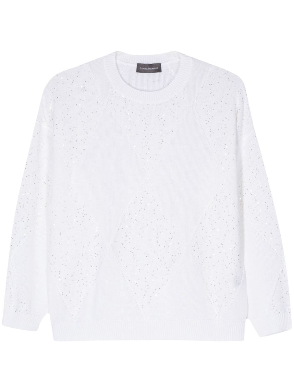 Shop Lorena Antoniazzi Sequin-embellished Jumper In White