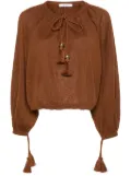 Max Mara tassel-detail linen top - Brown