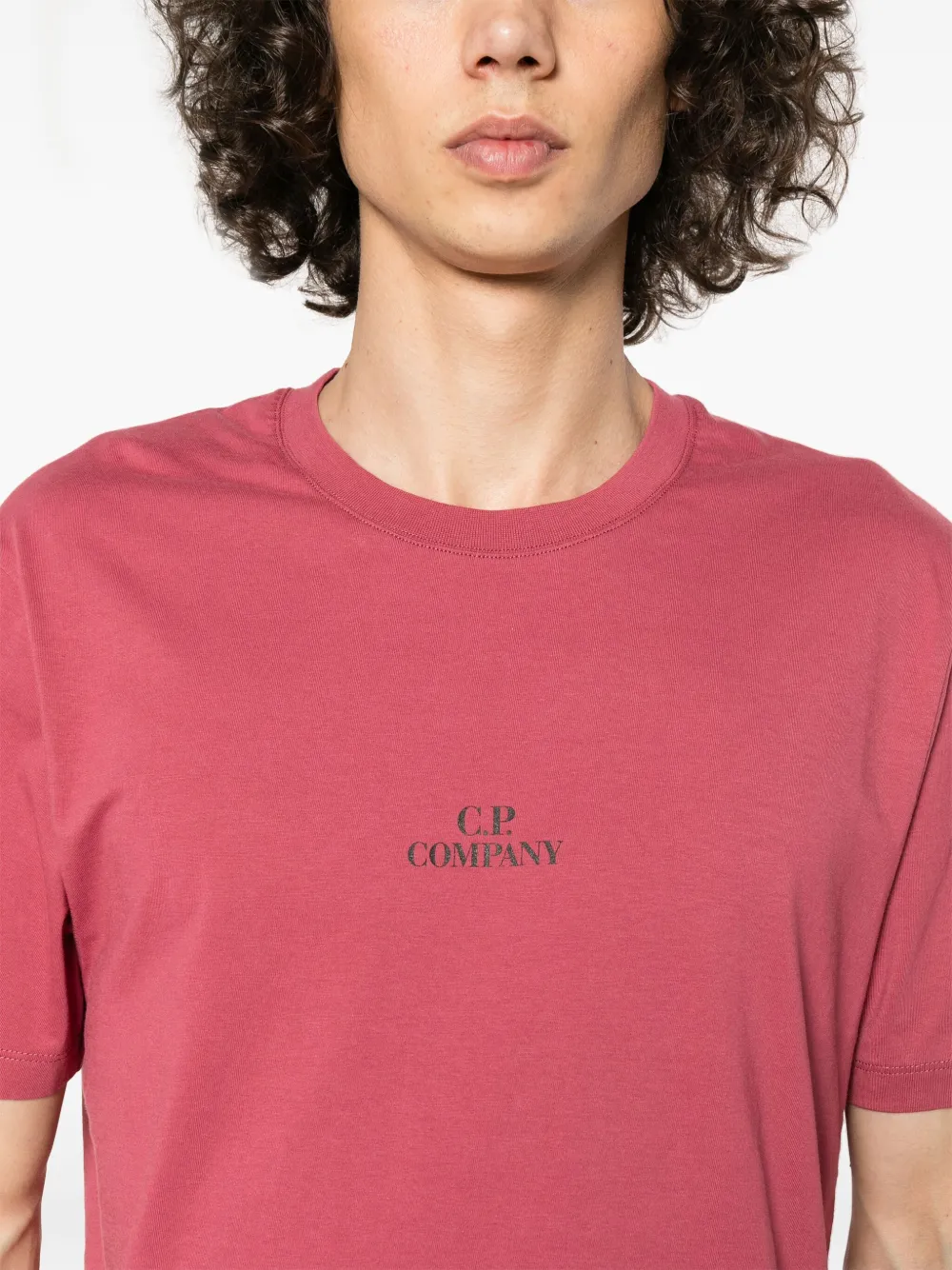 Shop C.p. Company Logo-print Cotton T-shirt In Red