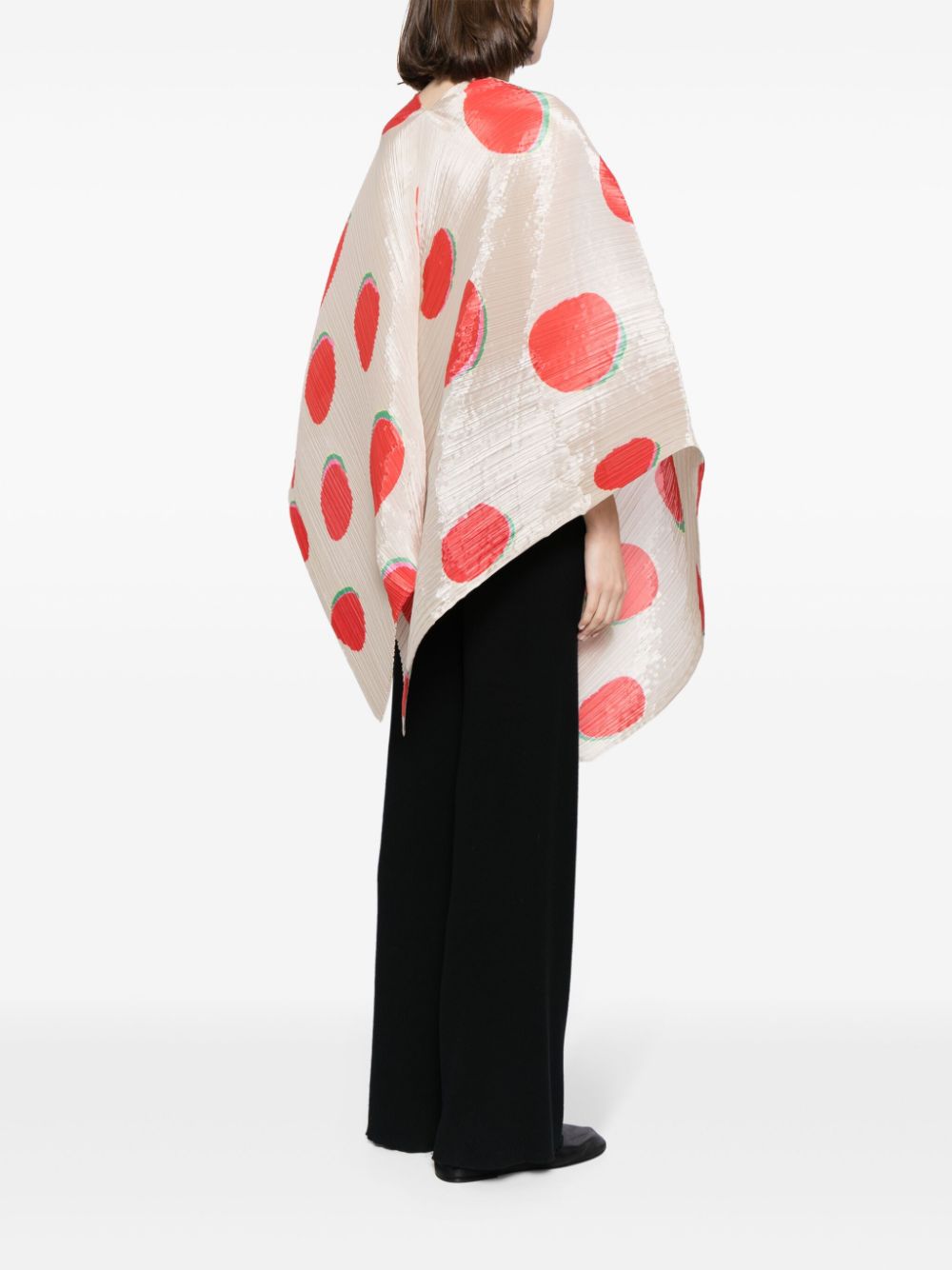 Shop Issey Miyake Graphic-print Pleated Poncho In 中性色