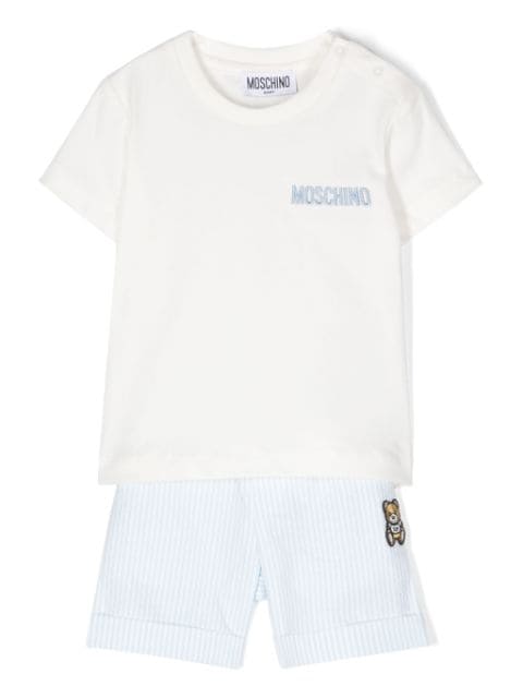 Moschino Kids Teddy Bear-patch striped shorts set