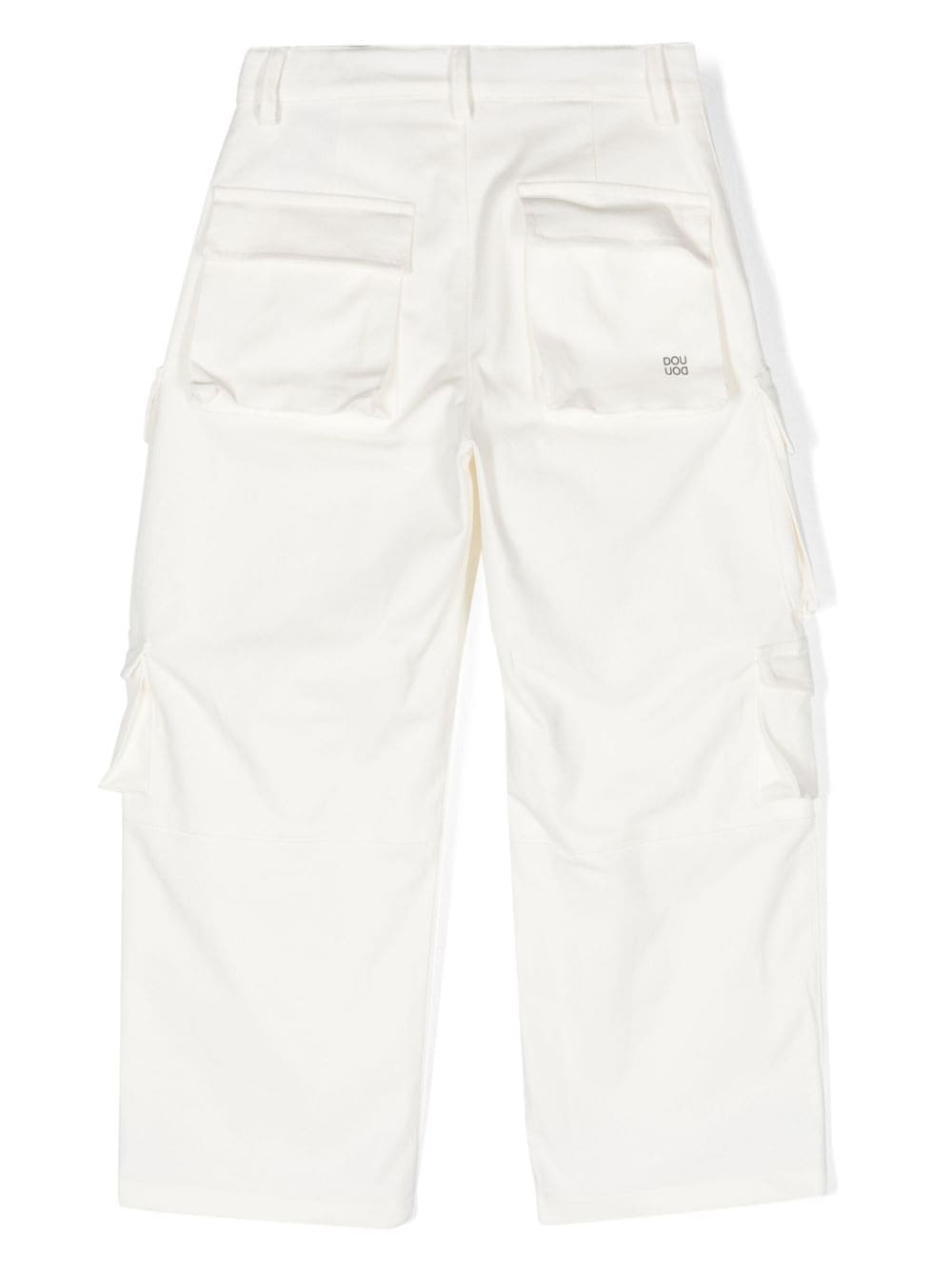 Shop Douuod Twill Cotton Cargo Trousers In White