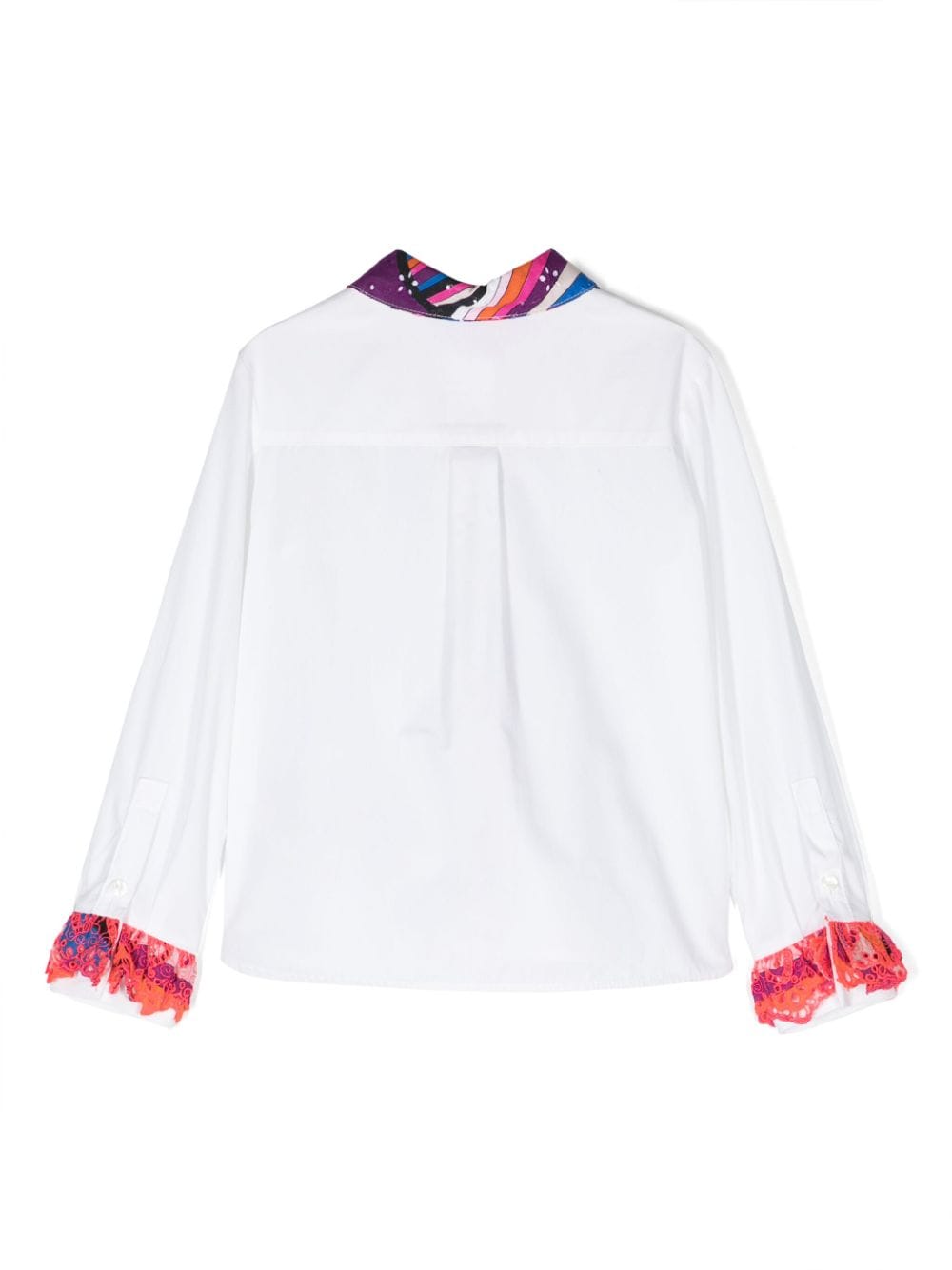 Shop Pucci Junior Contrasting-trim Cotton Shirt In White