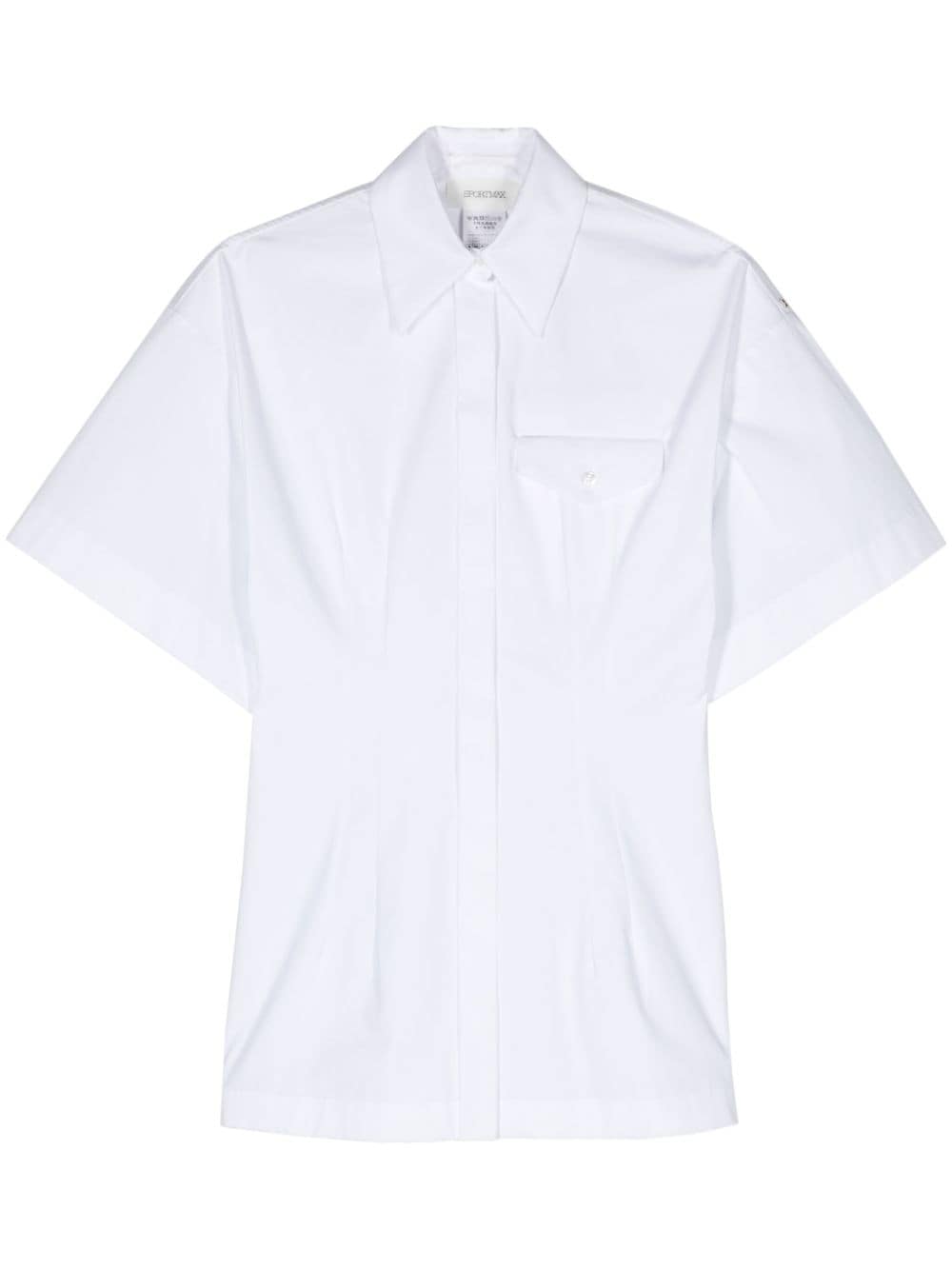 Curve pointed-collar cotton shirt