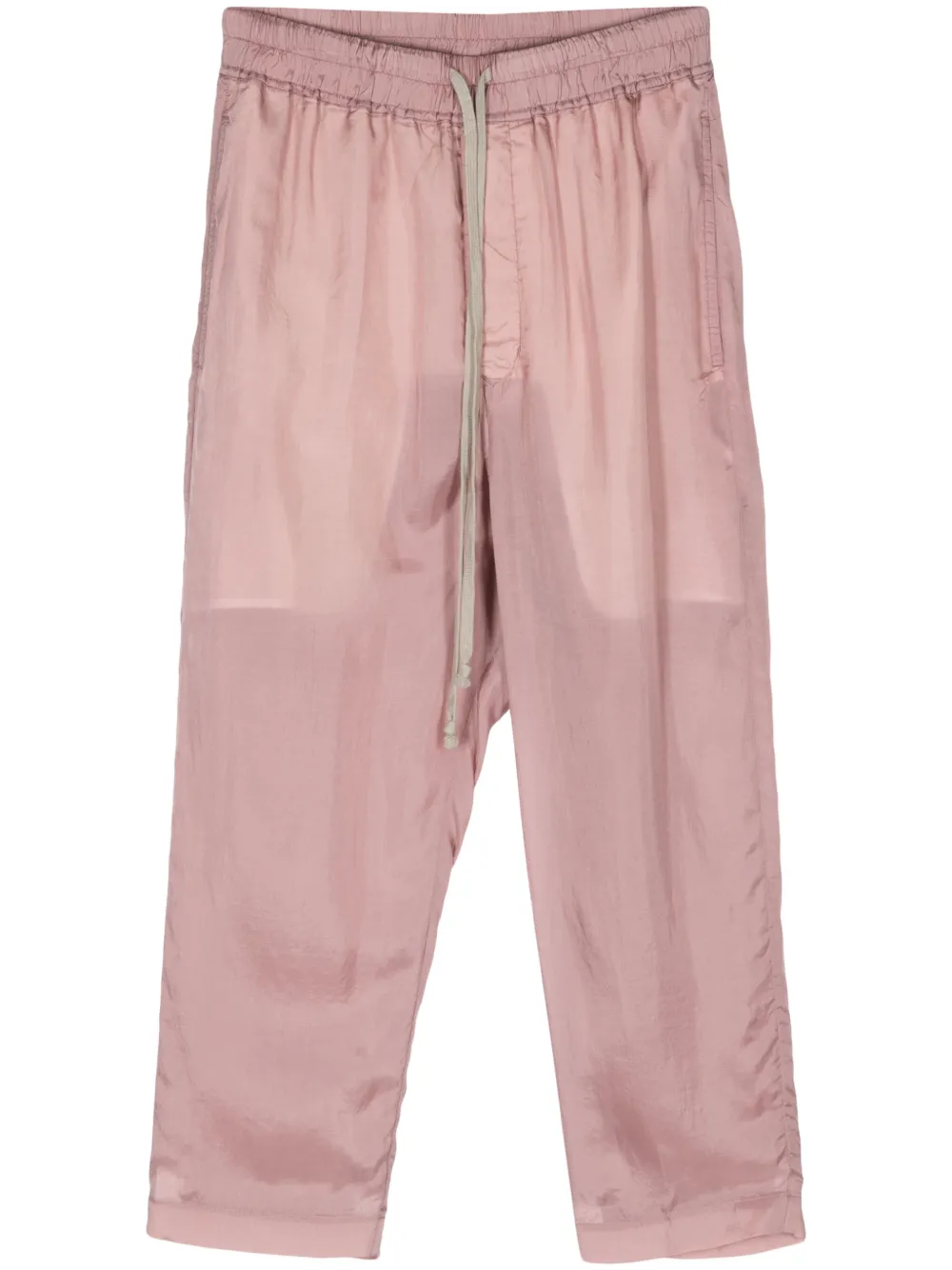 Rick Owens Drawstring-waist Sheer Cropped Trousers In Pink