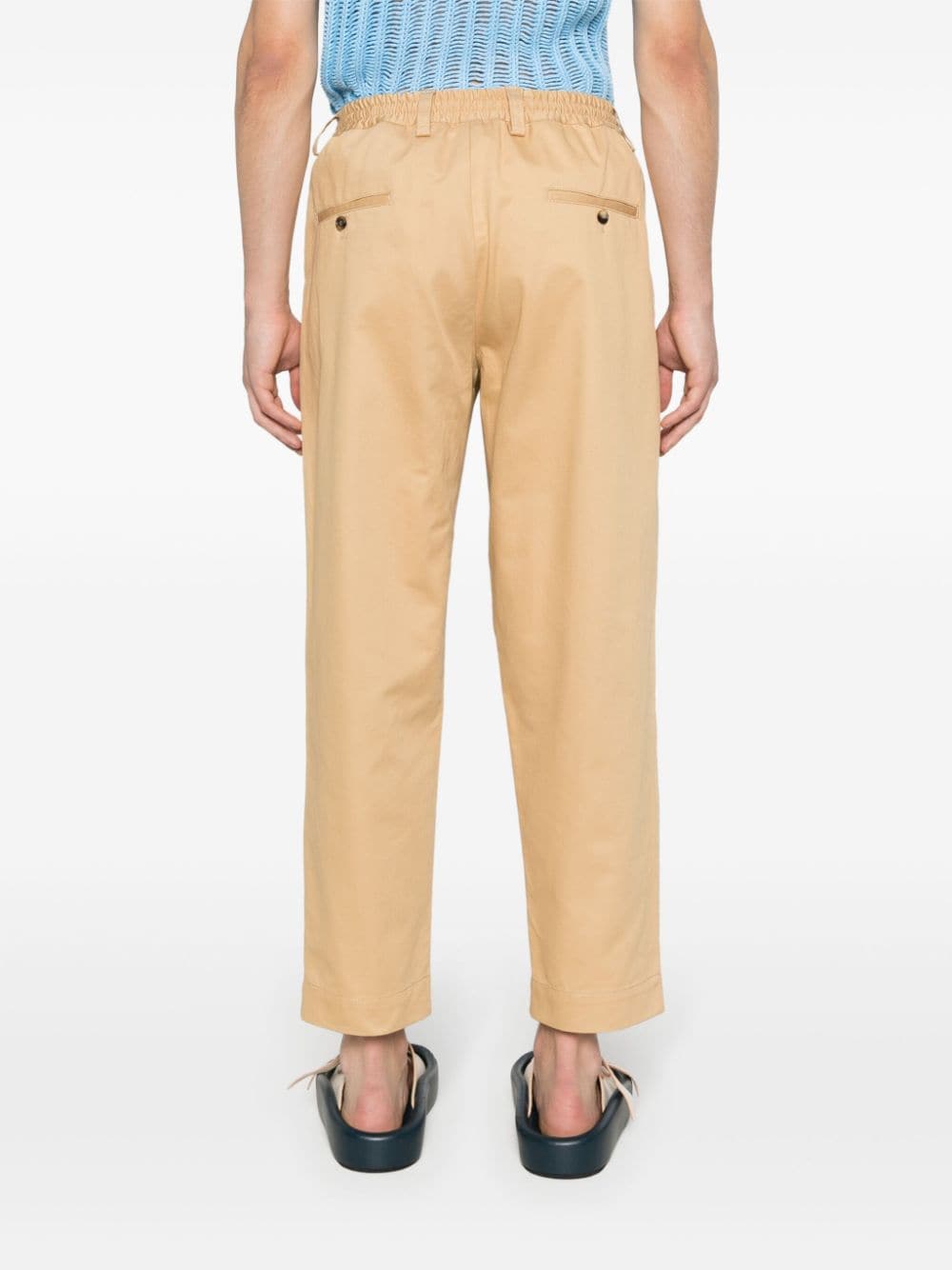 Shop Marni Gabardine Tapered Trousers In Neutrals