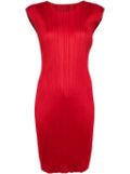 Pleats Please Issey Miyake plissé-effect round-neck dress - Red