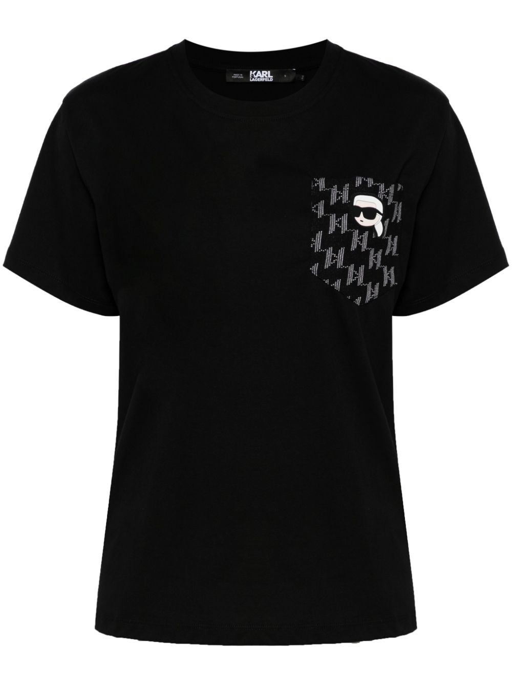 Karl Lagerfeld K/ikonik Monogram-pocket T-shirt In Black