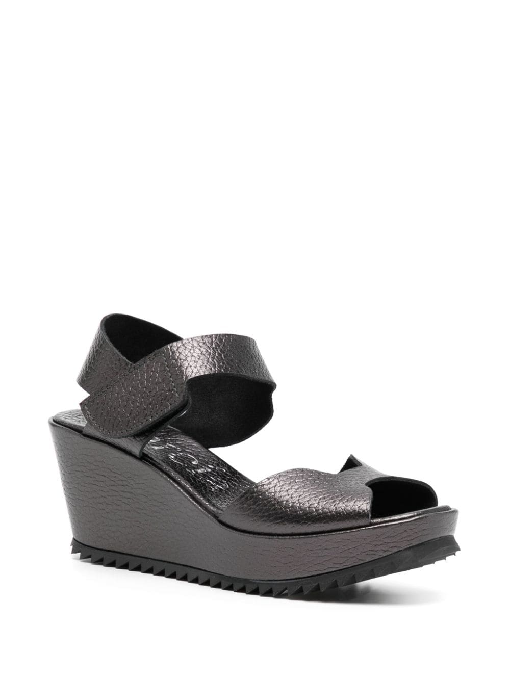 Shop Pedro Garcia Fama 70mm Leather Wedge Sandals In Black