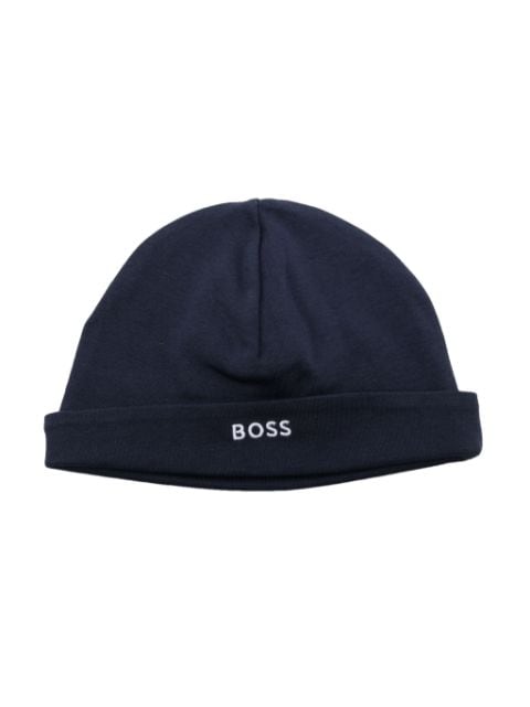 BOSS Kidswear logo-embroidered jersey beanie