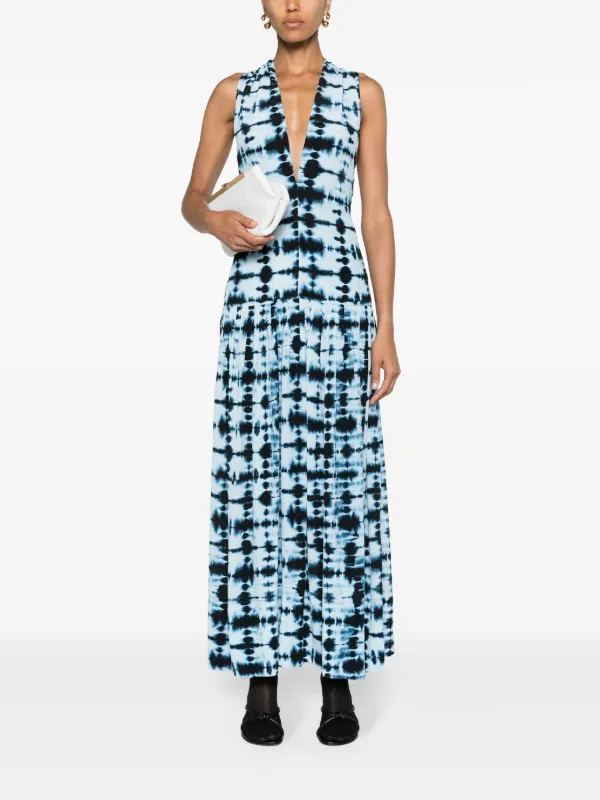 blue tie dye midi dress Boho Chic Tie Dye Midi Dress with Keyhole Neckline S/M / TURQ main image 0
