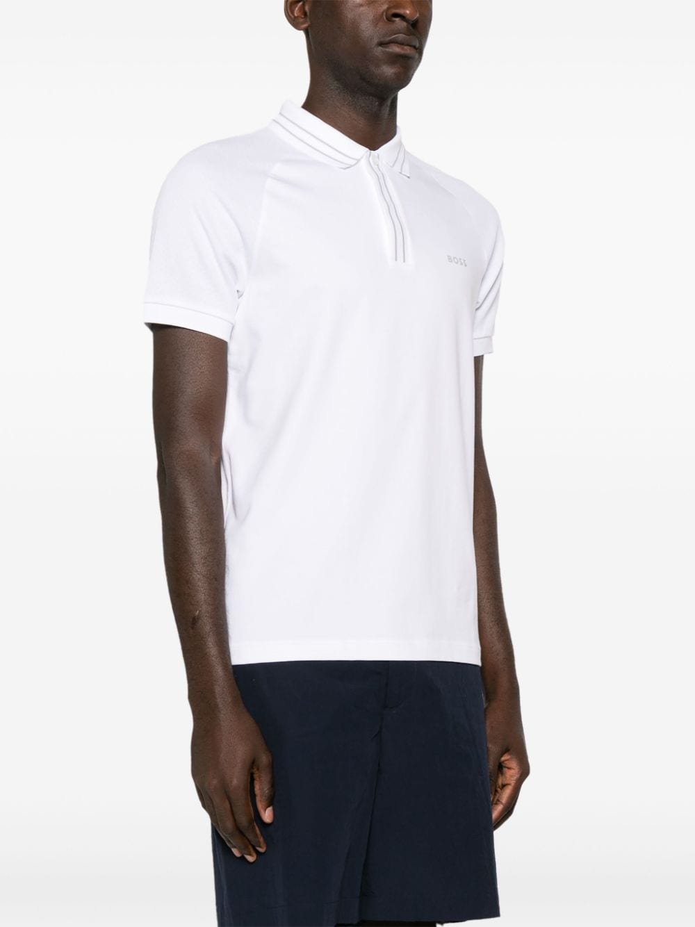 Shop Hugo Boss Logo-print Cotton Polo Shirt In White