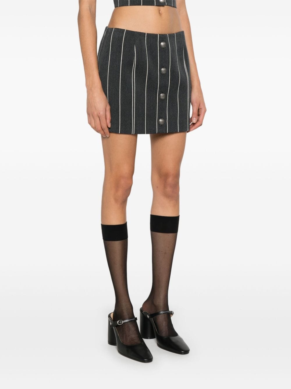 Shop Alessandra Rich Pinstriped Low-rise Mini Skirt In Grey