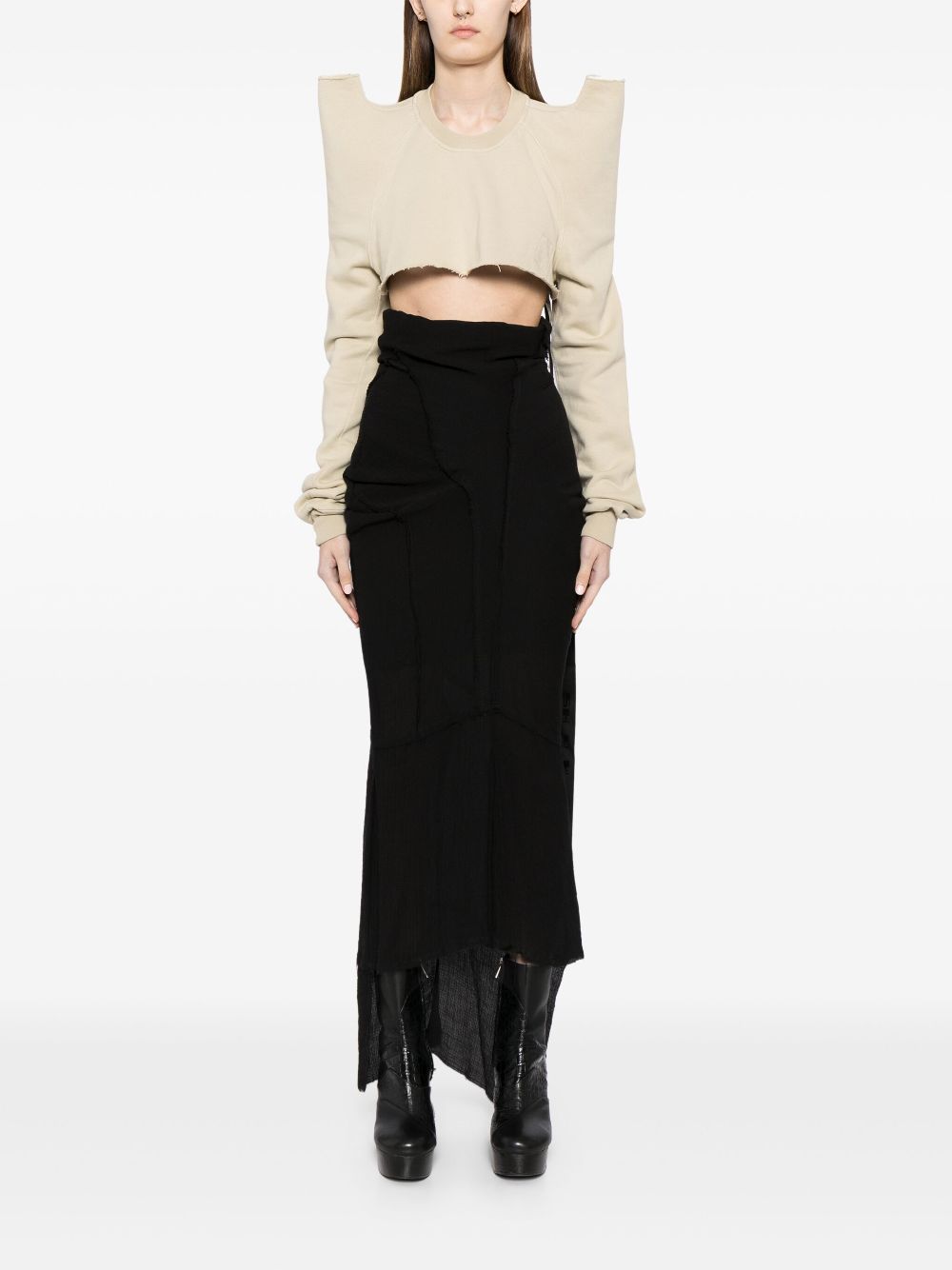 Rick Owens DRKSHDW structured-shoulders cropped sweatshirt - Neutrals