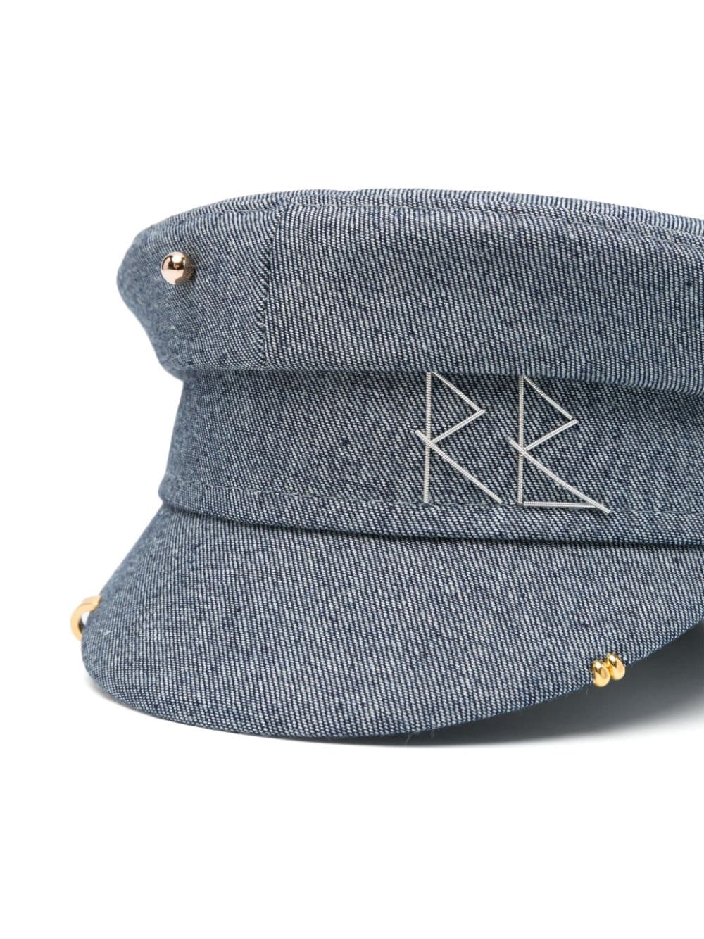 Shop Ruslan Baginskiy Pierced Baker Boy Cotton Cap In Blau