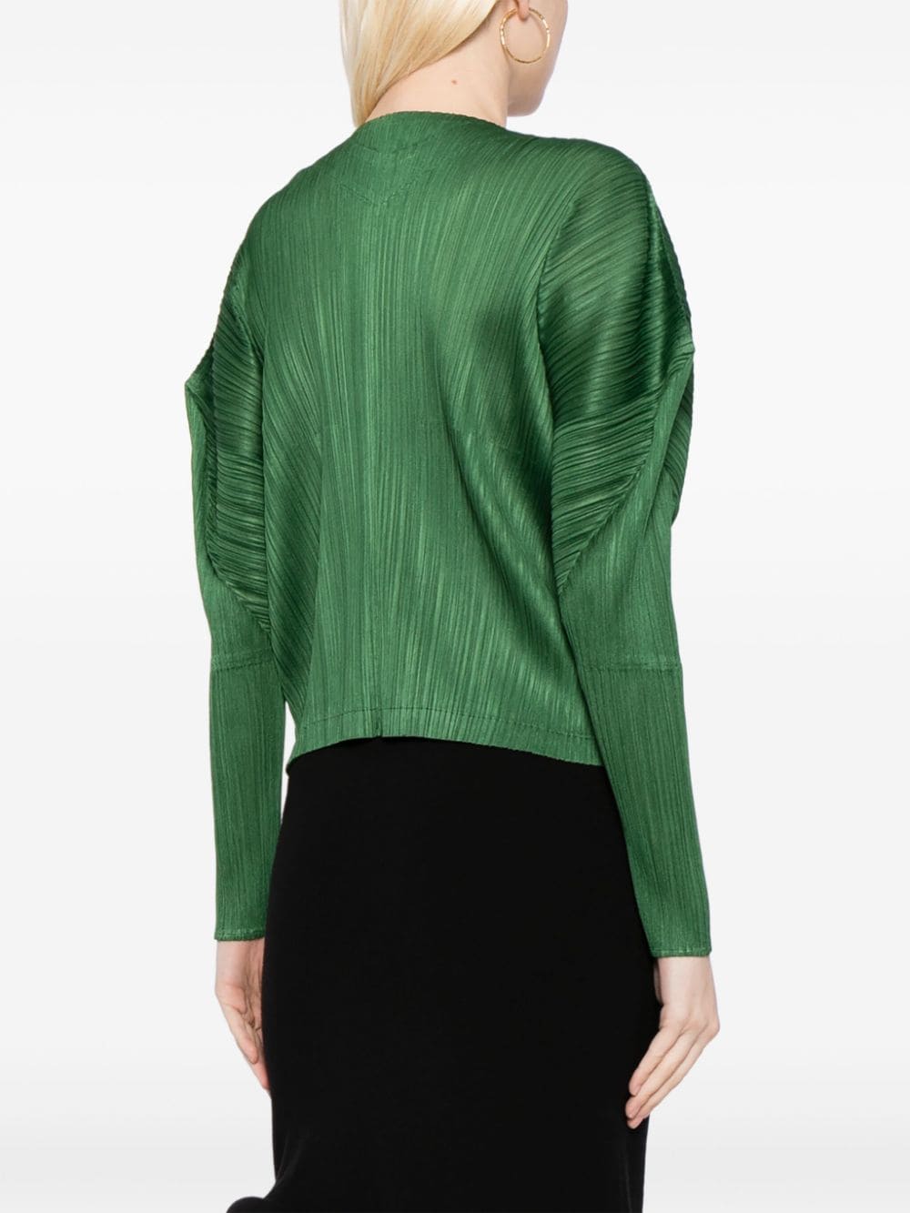 Shop Issey Miyake February Pinched-shoulder Pleated Jacket In 绿色