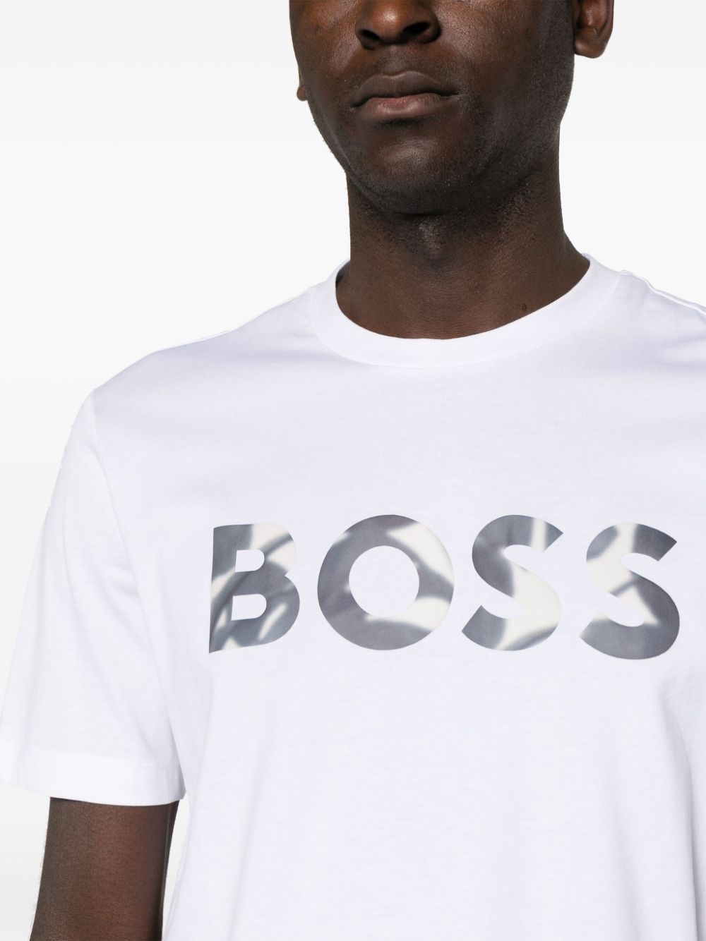 Shop Hugo Boss Logo-appliqué Cotton T-shirt In White
