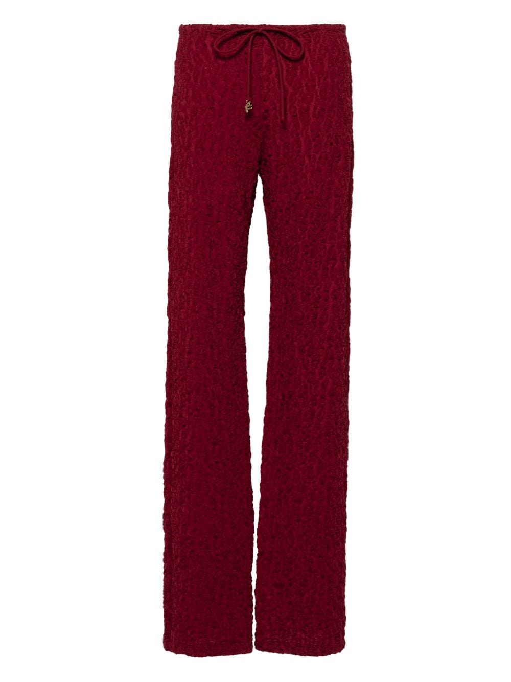 Fisico Cloqué-effect Straight Trousers In Red
