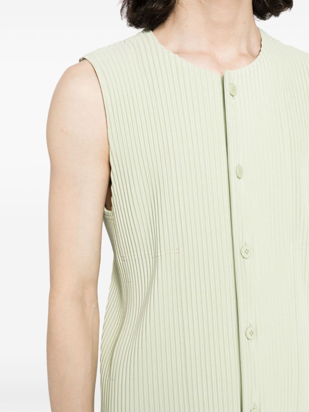 Shop Issey Miyake Tailored Pleats 1 Vest In Green