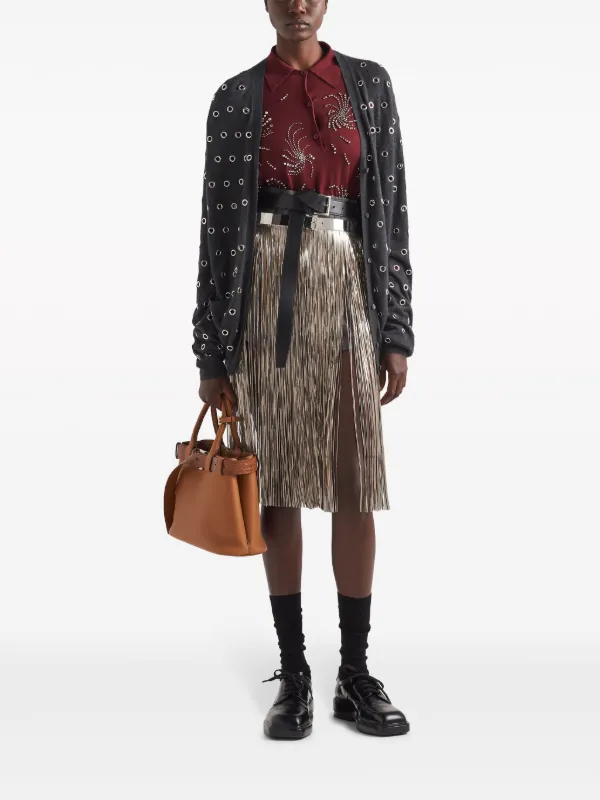 Prada eyelet-embellished Cashmere Cardigan | Grey | FARFETCH Prada eyelet-embellished Cashmere Cardigan | Grey | FARFETCH