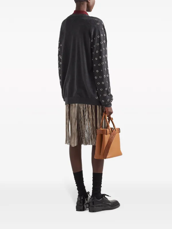 Prada eyelet-embellished Cashmere Cardigan | Grey | FARFETCH Prada eyelet-embellished Cashmere Cardigan | Grey | FARFETCH