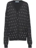 Prada eyelet-embellished cashmere cardigan - Grey