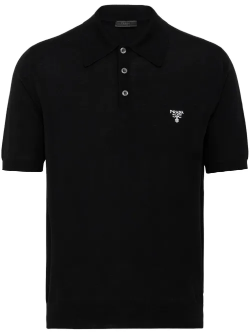 Prada polo à logo brodé - Noir - Prada - Modalova