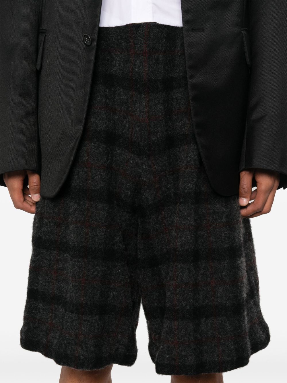 Shop Comme Des Garçons Homme Deux Plaid-pattern Shorts In Grey