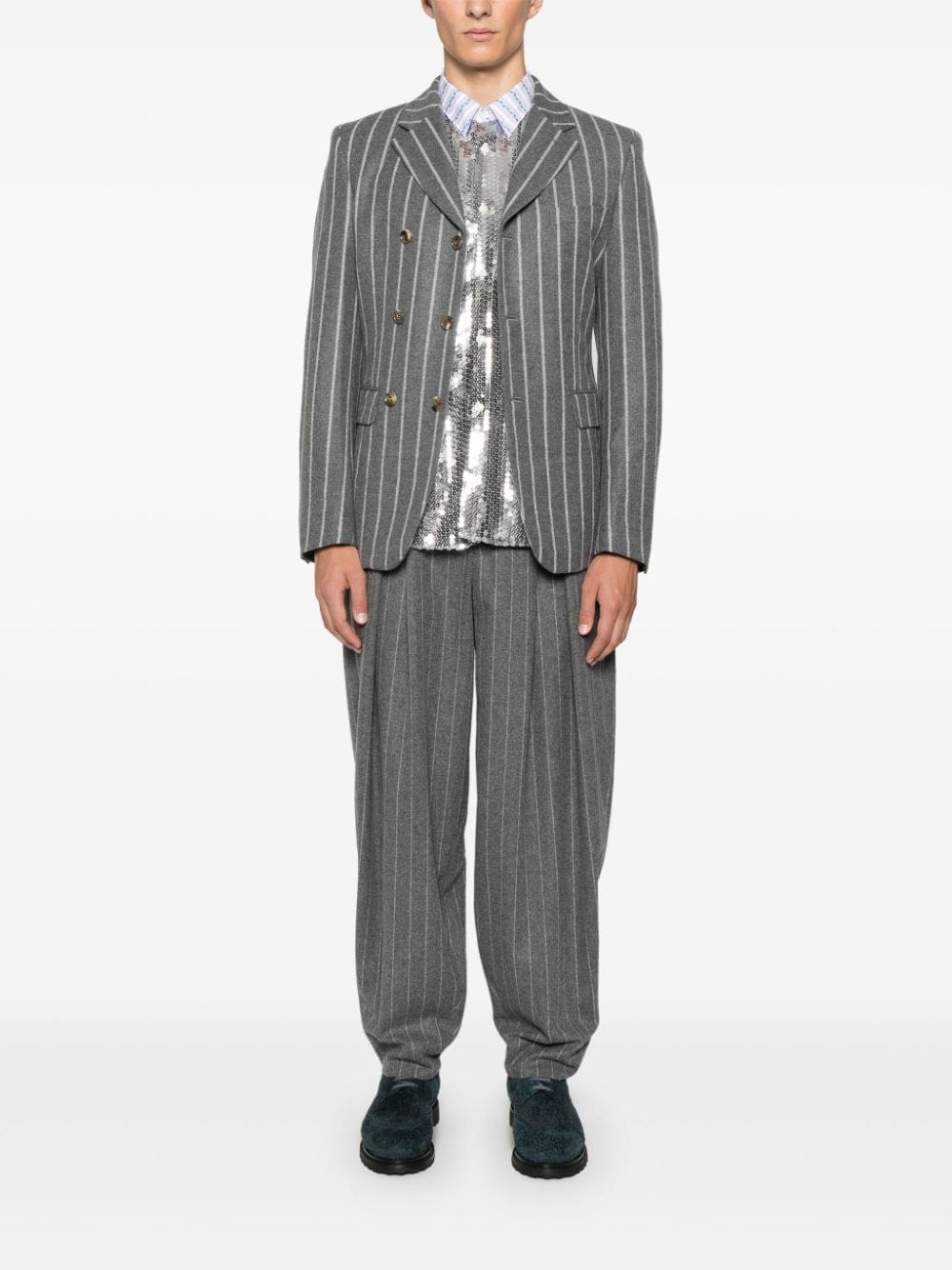 Shop Comme Des Garçons Homme Deux Pinstripe Trousers In Grau