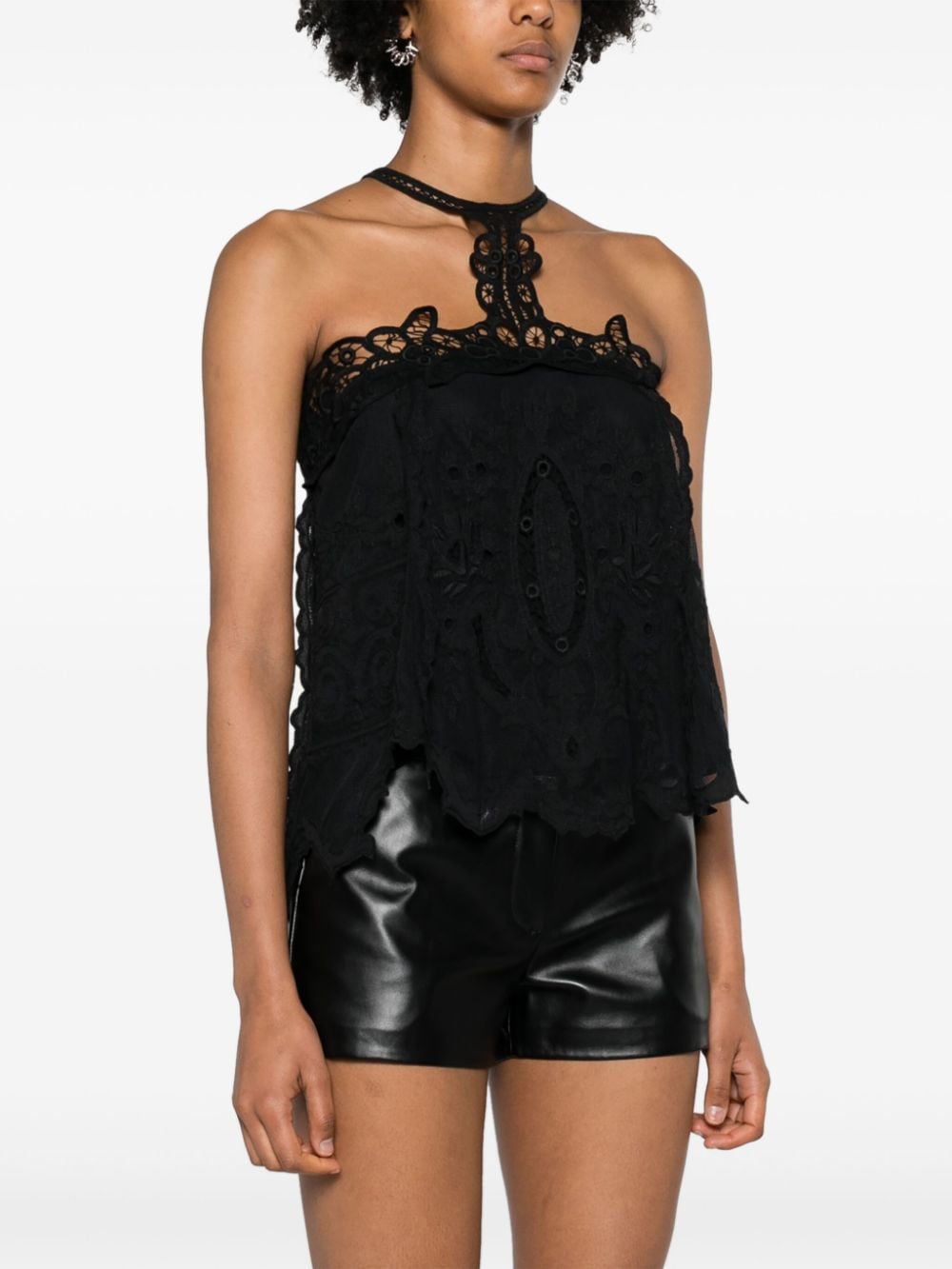 Shop Isabel Marant Vannel Broderie-anglaise Tank Top In Black