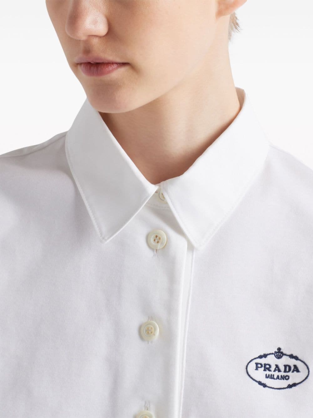 Prada Poloshirt met geborduurd logo Wit