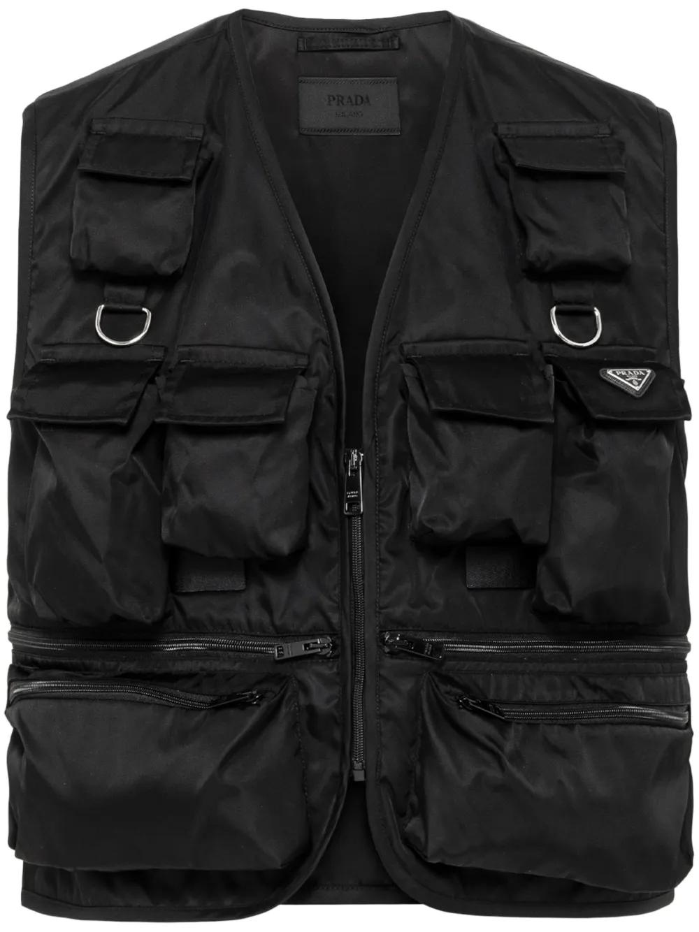 Prada Cargo gilet met logo Zwart