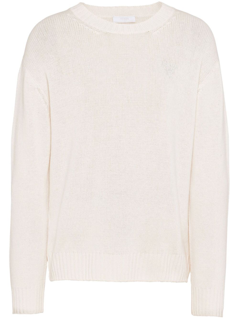 Shop Prada Logo-embroidered Cashmere Jumper In White