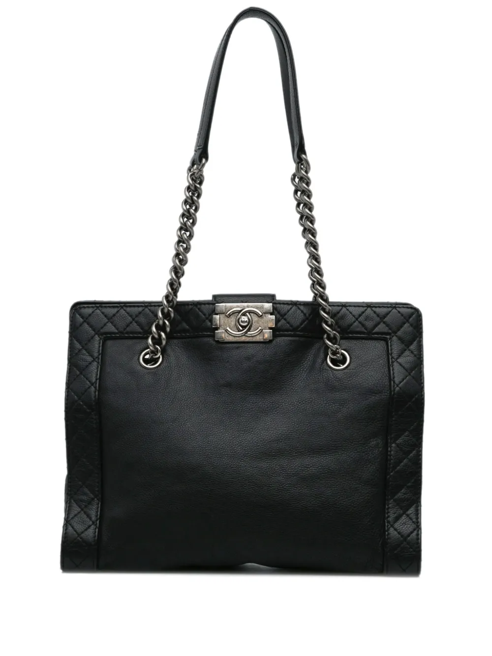 Pre-owned Chanel 2013-2014 Medium Boy Reverso Shopping Tote In 黑色
