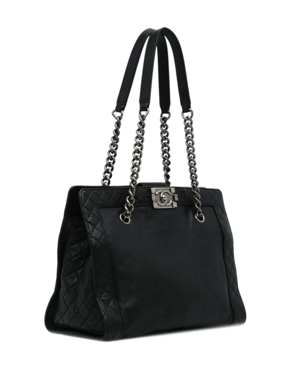 Pre-owned Chanel 2013-2014 Medium Boy Reverso Shopping Tote In 黑色