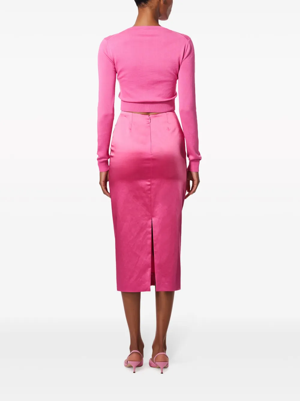 Carolina Herrera Silk-blend Cropped Cardigan In Pink