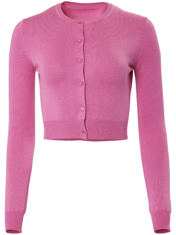 Carolina Herrera Silk-blend Cropped Cardigan in Pink