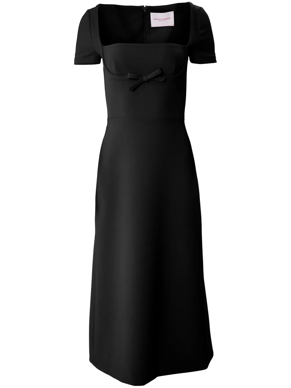 Carolina Herrera Schleifen-Midikleid mit eckigem Ausschnitt - Schwarz